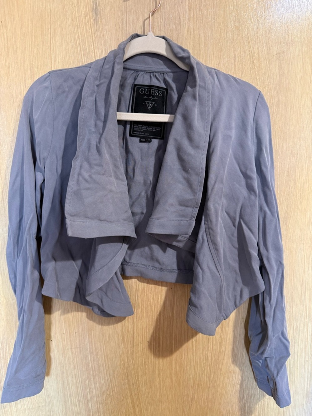 GUESS Women's Light Gray Draped Open-Front Cardigan